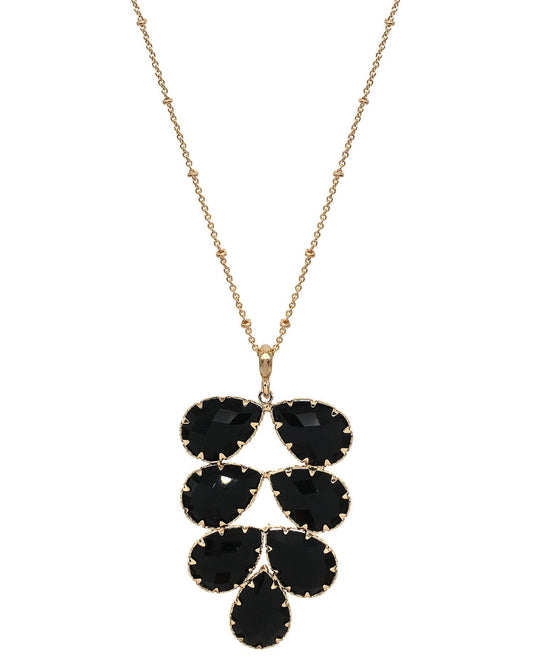 Dezie Jet Pendant Charm Necklace