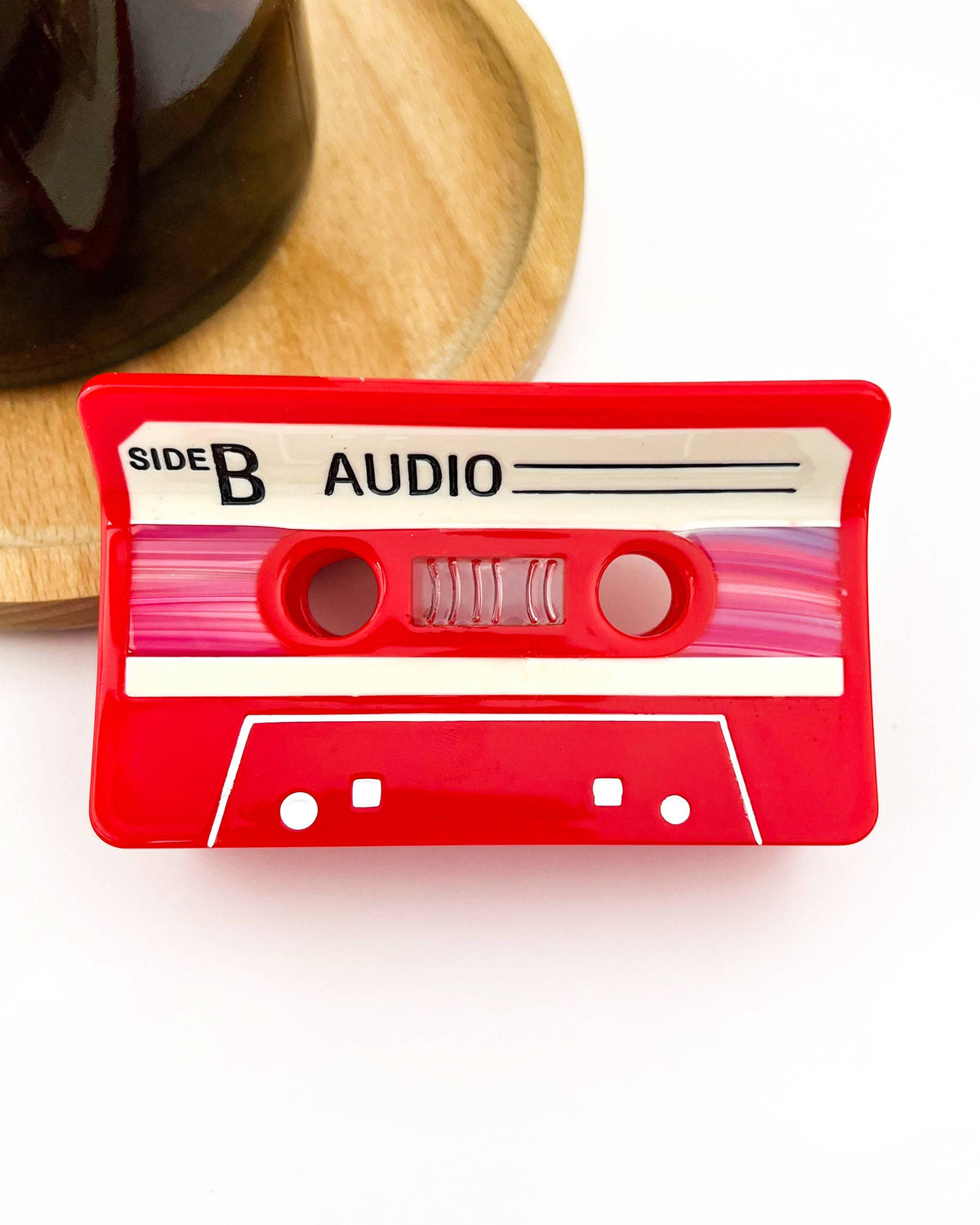 Red Cassette Tape–Inspired Retro Hair Claw Clip