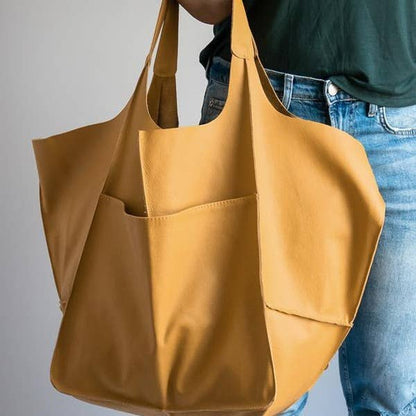 Soft Leather Shoulder Tote Bag