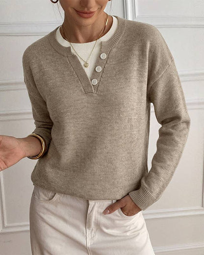 Colorblock Knit Long Sleeve Sweater