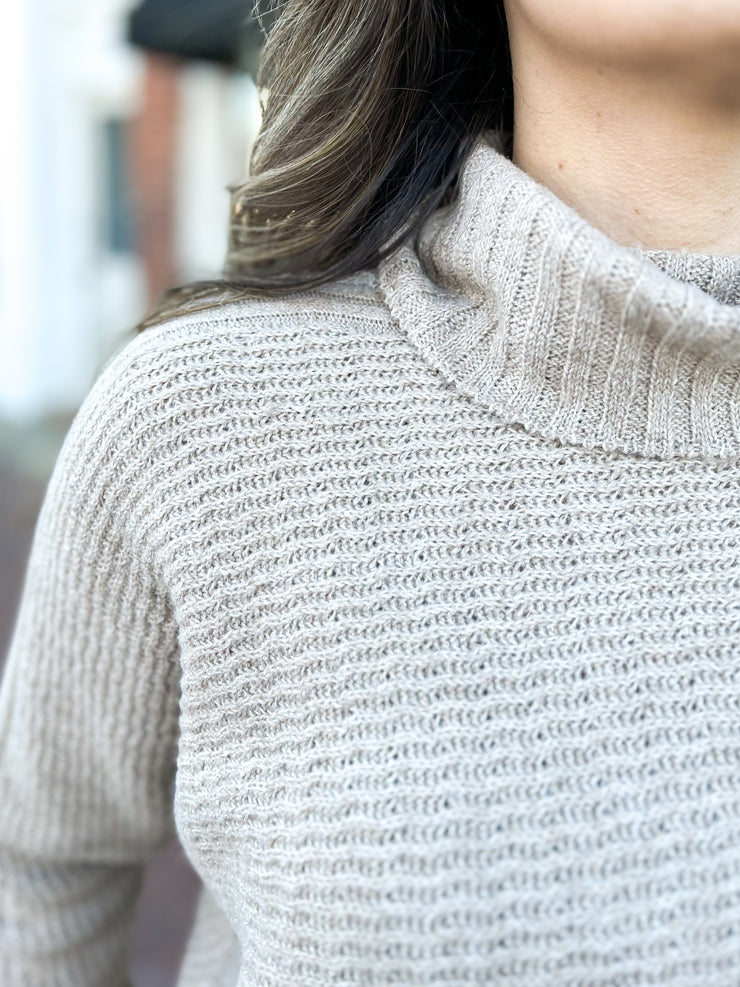 Light Brown Ribbed Turtleneck Sweater