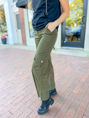 Olive Cropped Cargo Pants