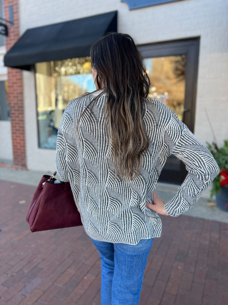 Charcoal Wave Textured Sweater