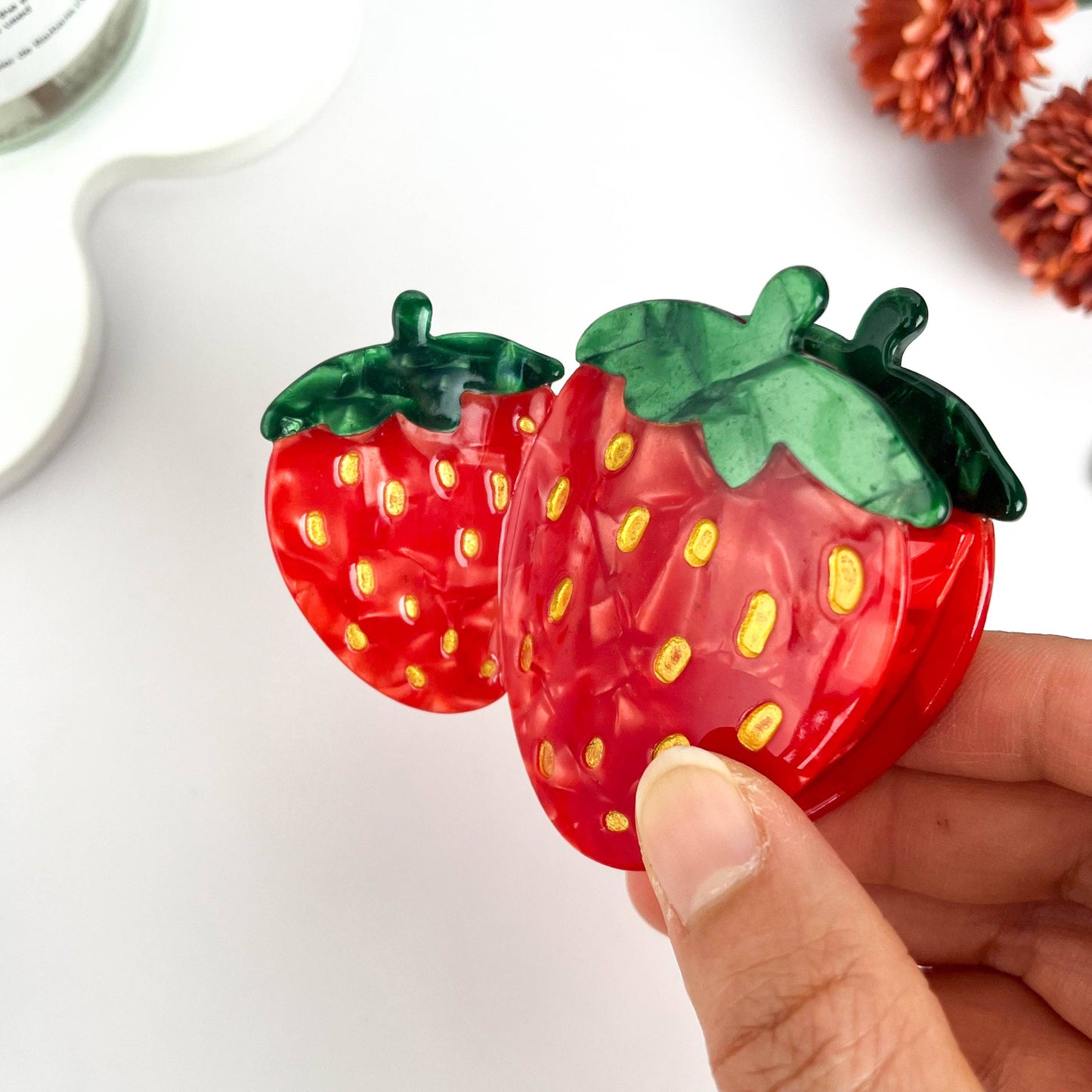 Strawberry Acetate Hair Claw Clip