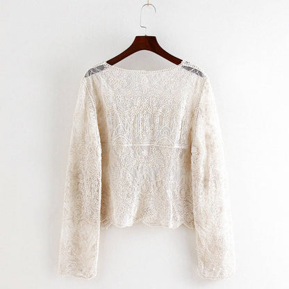 Cream Delicate Lace Button Up Cardigan