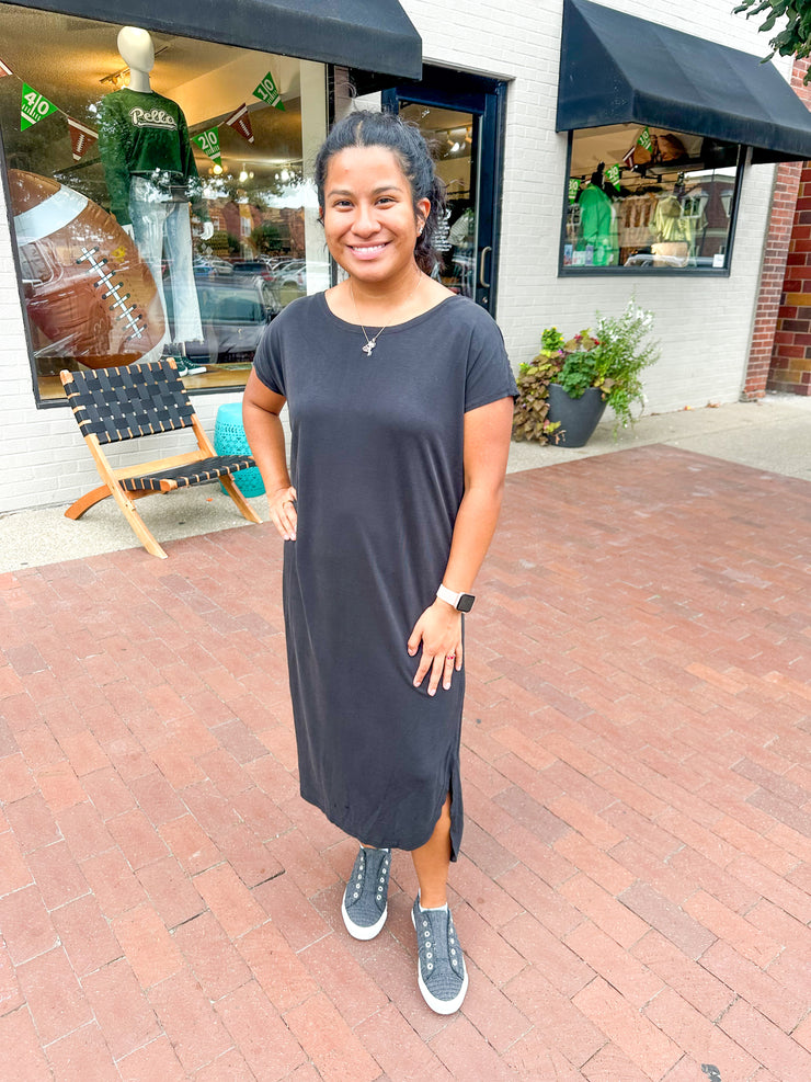 Black Easy Fit Shirt Dress