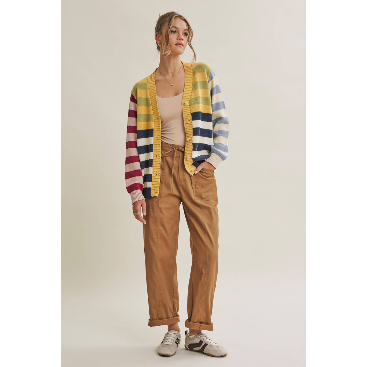 Colorful Striped Button Down Cardigan