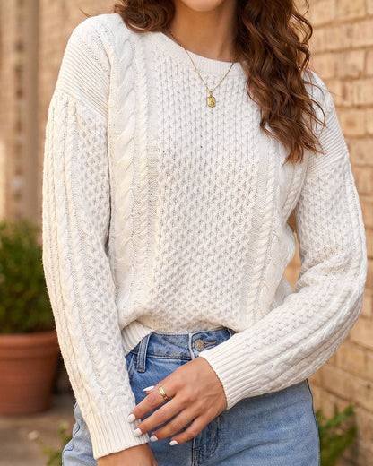 Beige Cable Knit Sweater