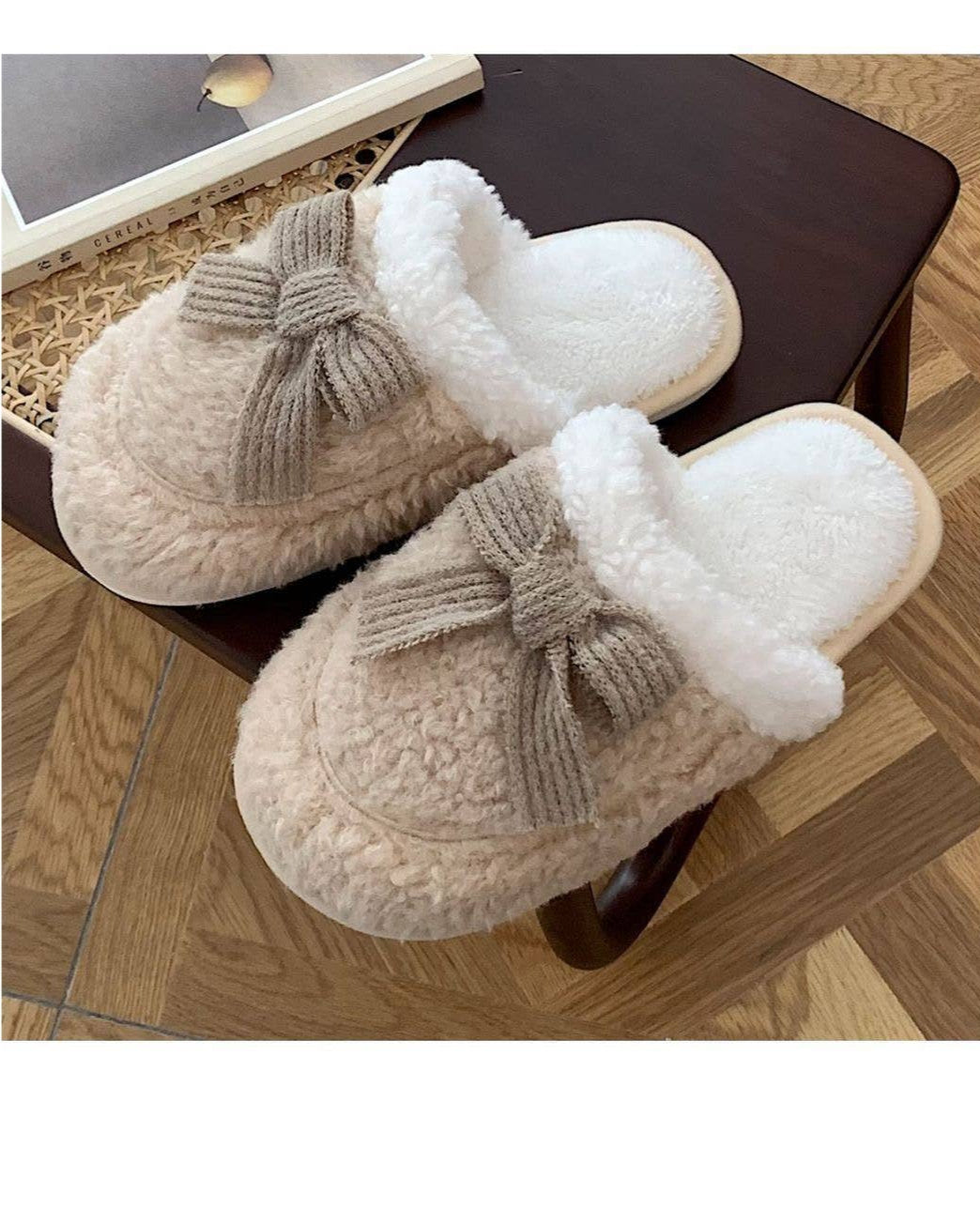 Cozy Knit Bow Slippers