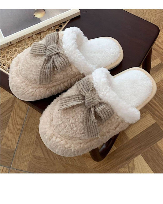 Cozy Knit Bow Slippers