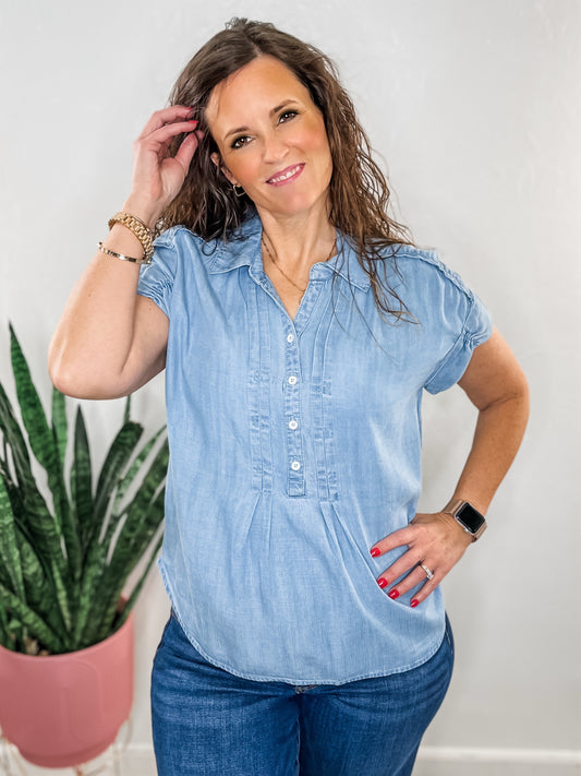 Collard Chambray Top