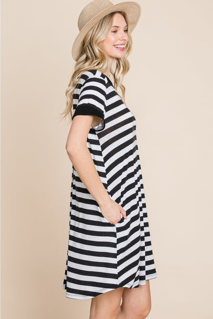 Stripe Button Back Dress