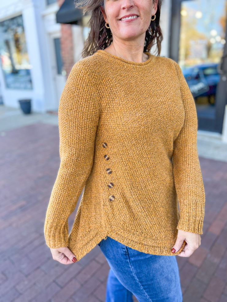 Mustard Side Button Sweater