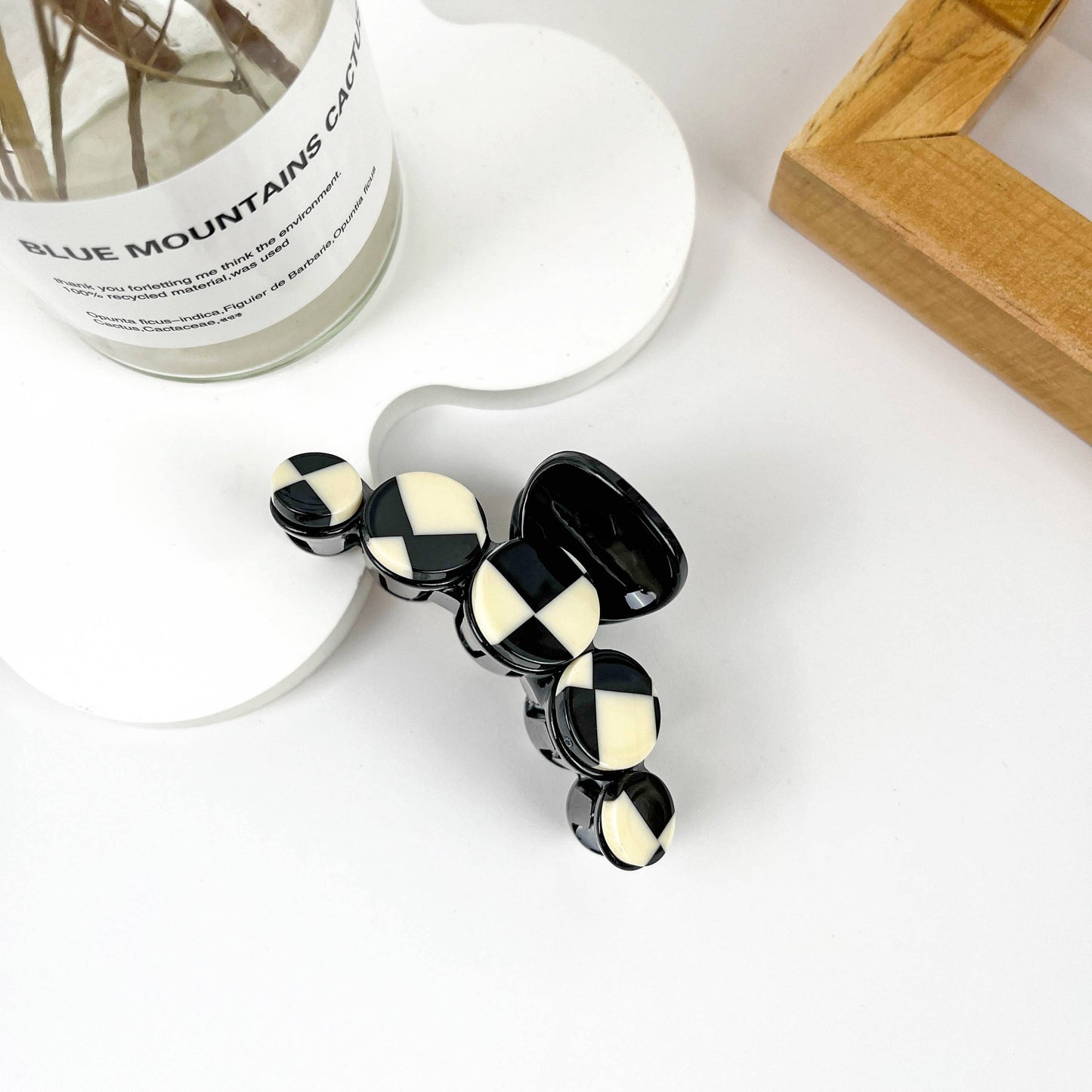 Small Black & White Checkered Hair Clip