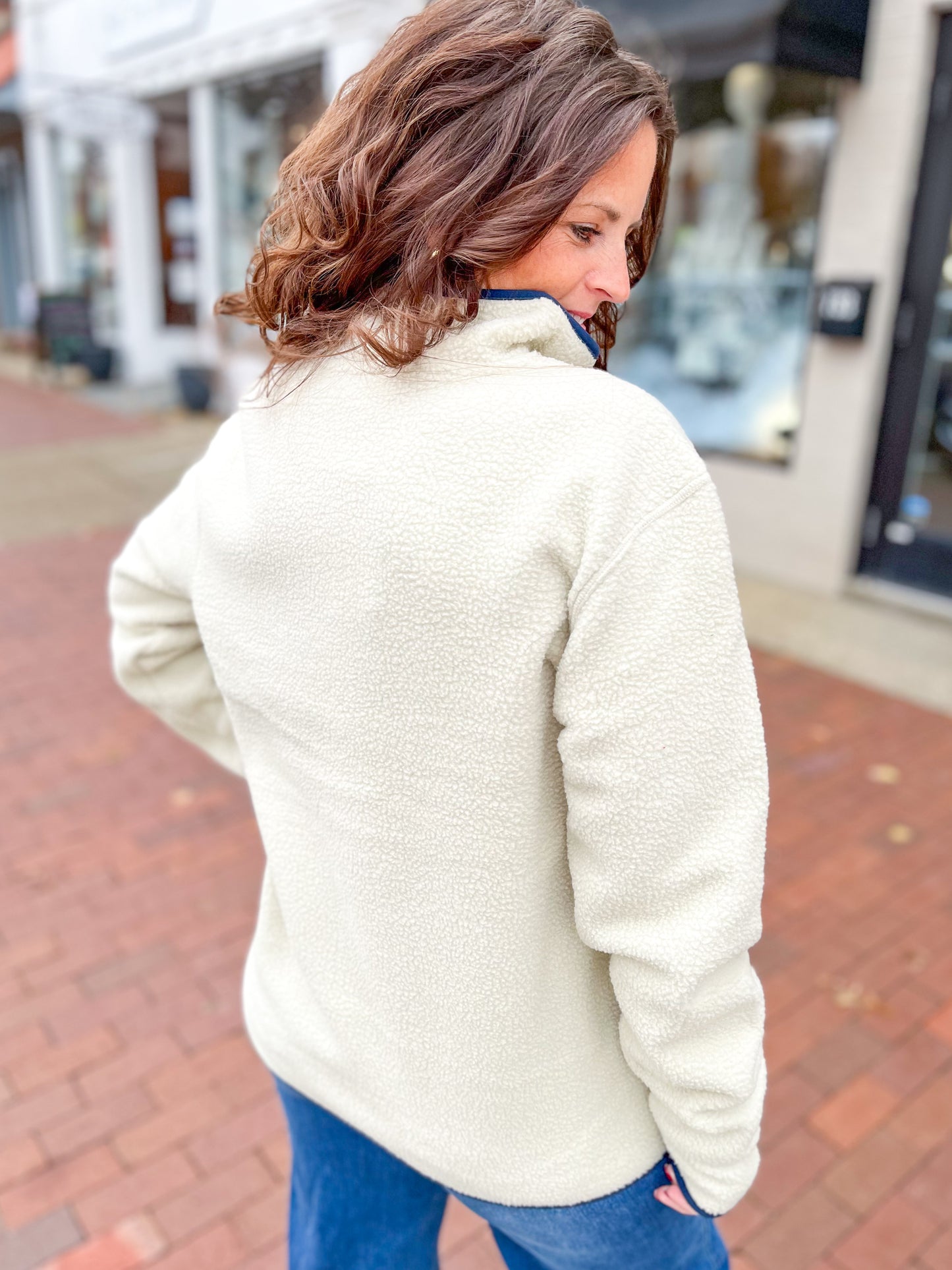 Sherpa Tulip Leather Patch Quarter Zip