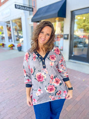 Heather Rose Button Detail Top