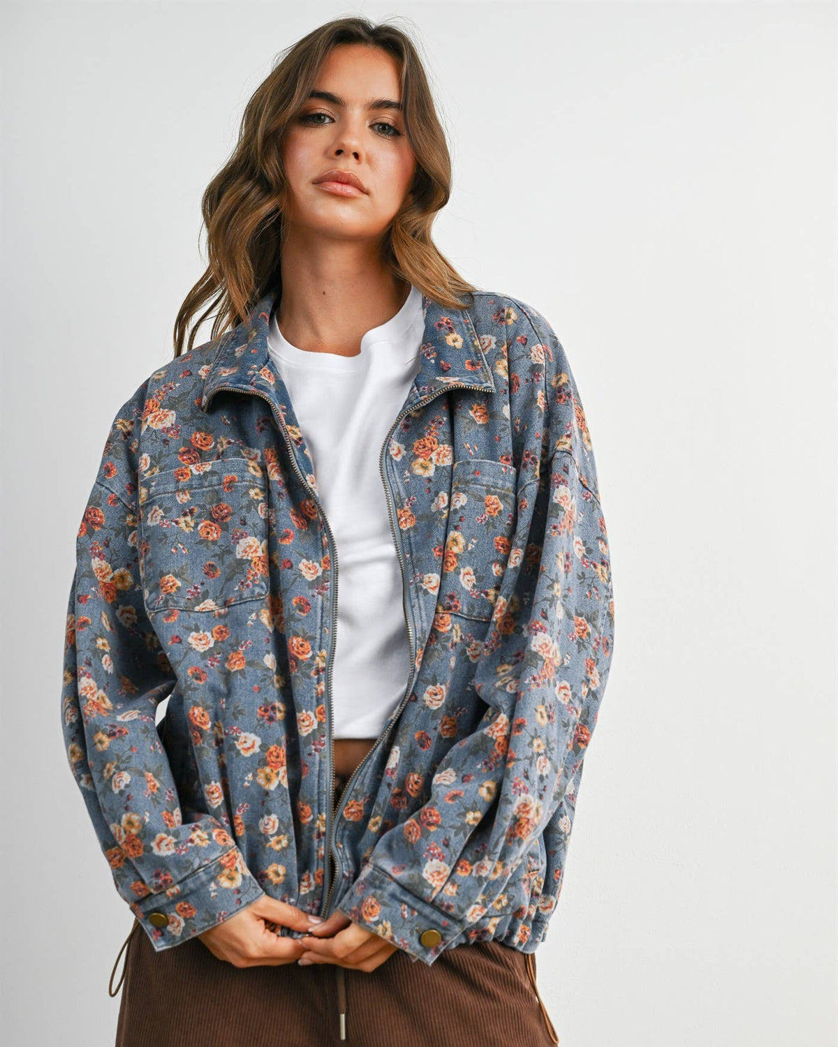 Floral Print Denim Jacket