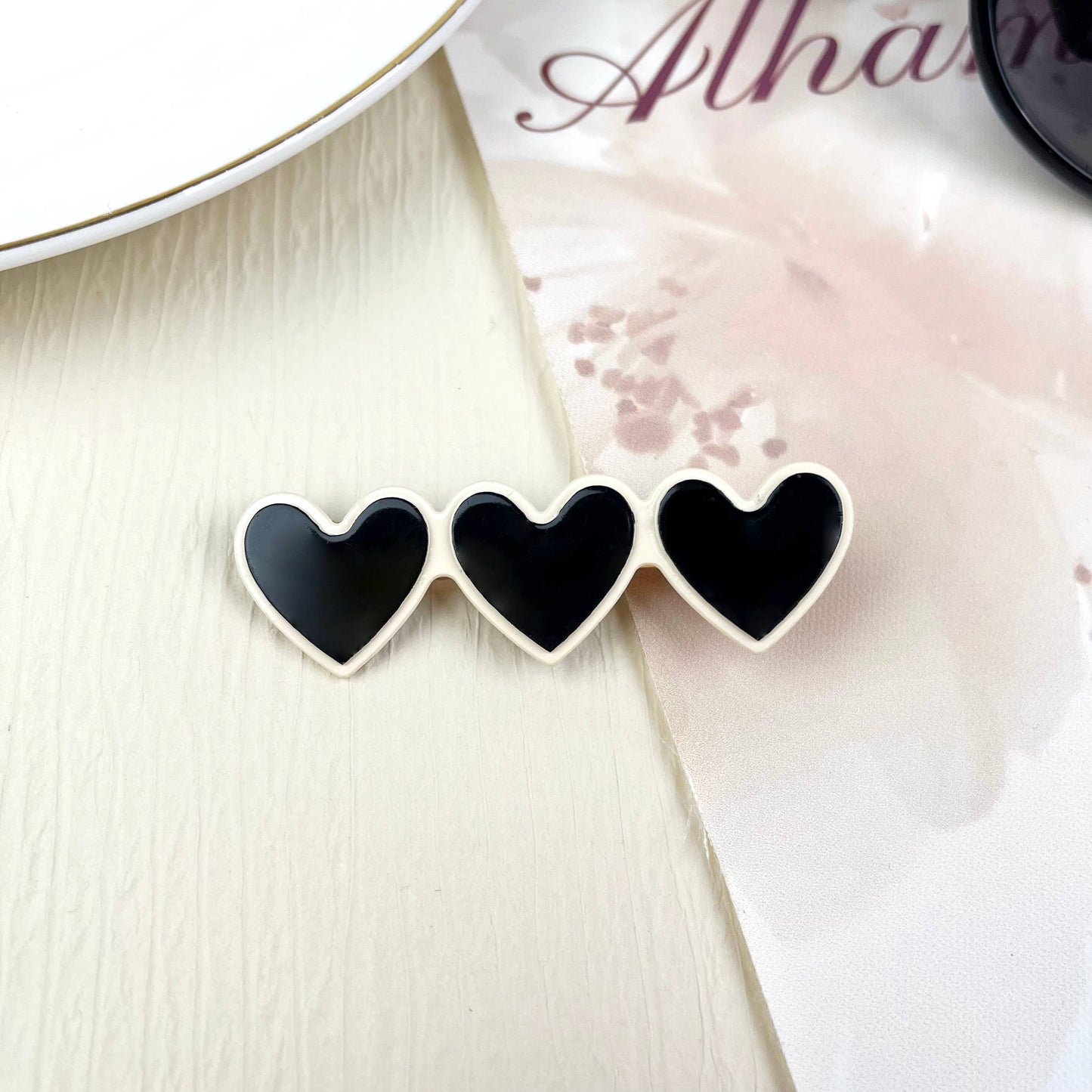 Black White Small Hair Clip Retro Duckbill Clip