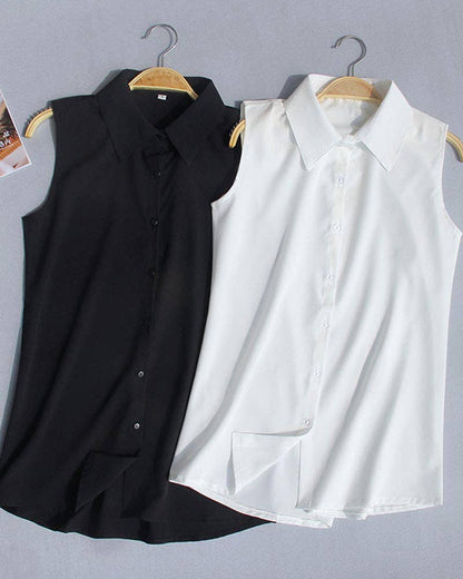 Sleeveless Button-Up Shirt