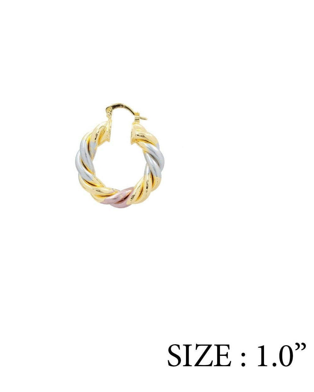 Gold, Silver, & Rose Gold Twisted Rope Earring