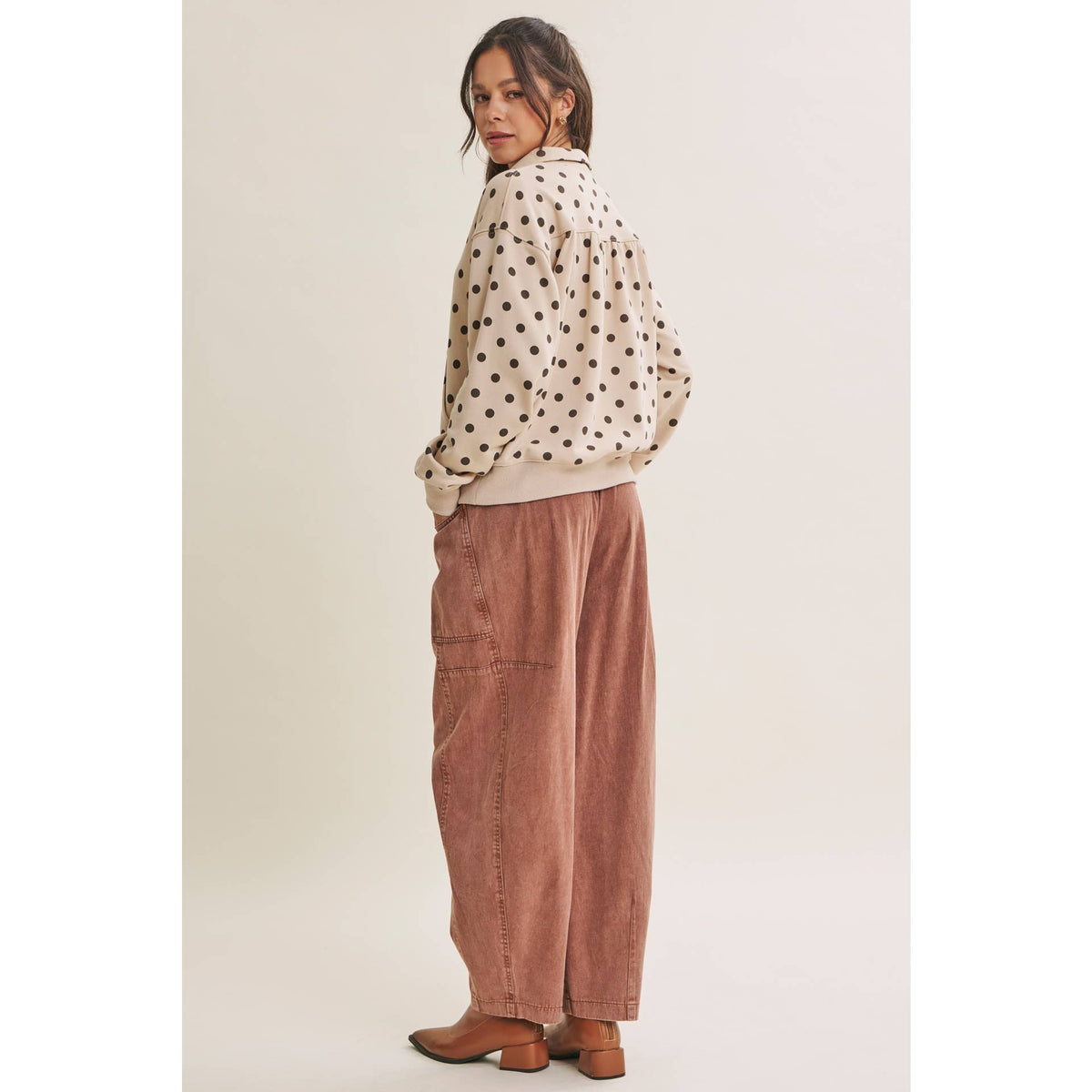 Polka Dot Half Zip Pullover