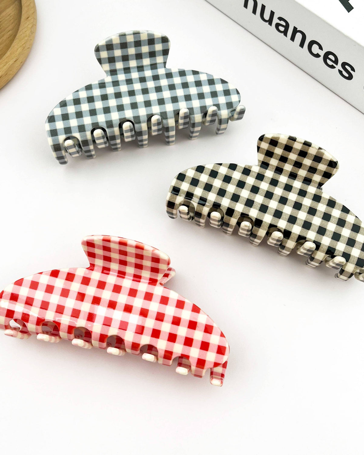 Minimalist Acetate Checkerboard Hair Claw Clip
