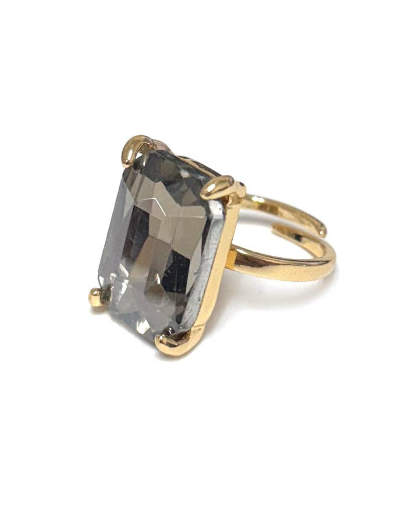 Brown Topaz Rectangle Stone Adjustable Ring
