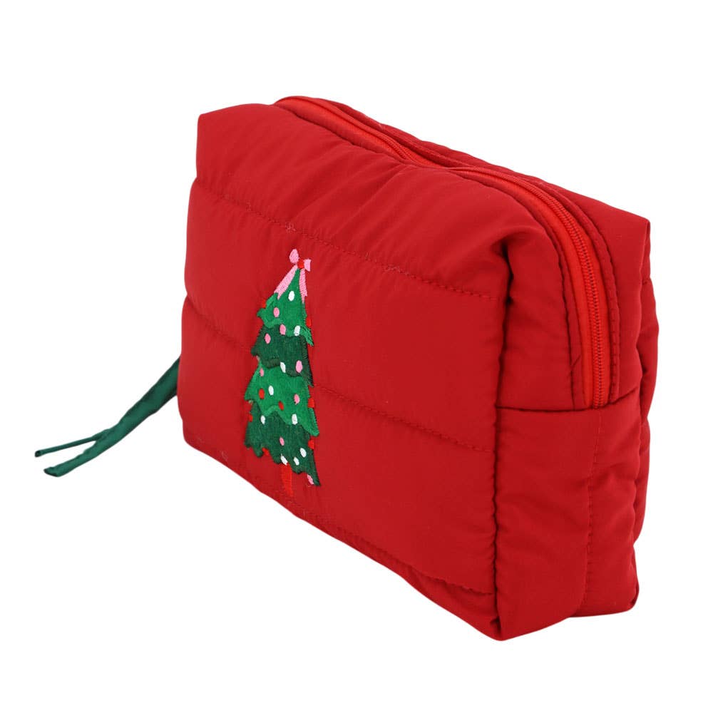 Christmas Tree Quilted Cosmetic Bag