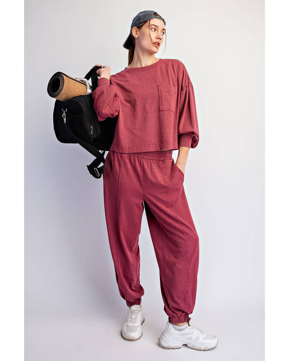 Mineral Washed Balloon Jogger Top