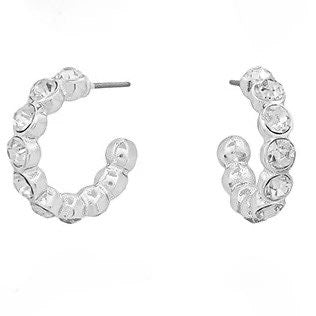 Silver Rhinestone Hoops