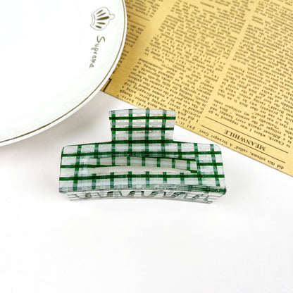 Spring Plaid Sparkly Hair Clip Rectangular Claw Clips
