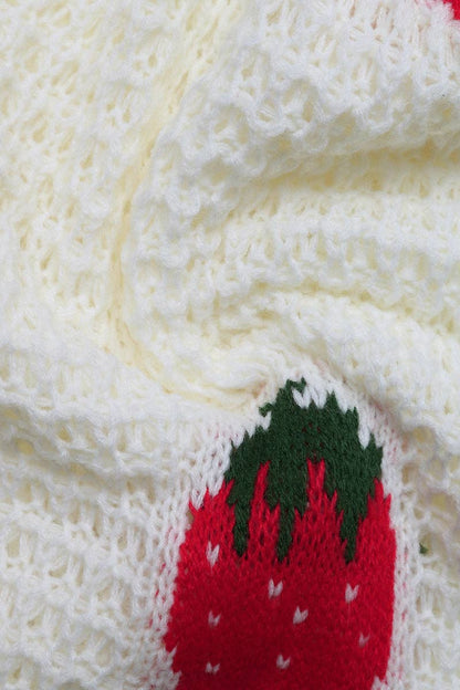 Strawberry Pattern Loose Knit Cardigan