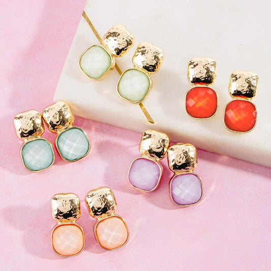 Square Resin Drop Earrings