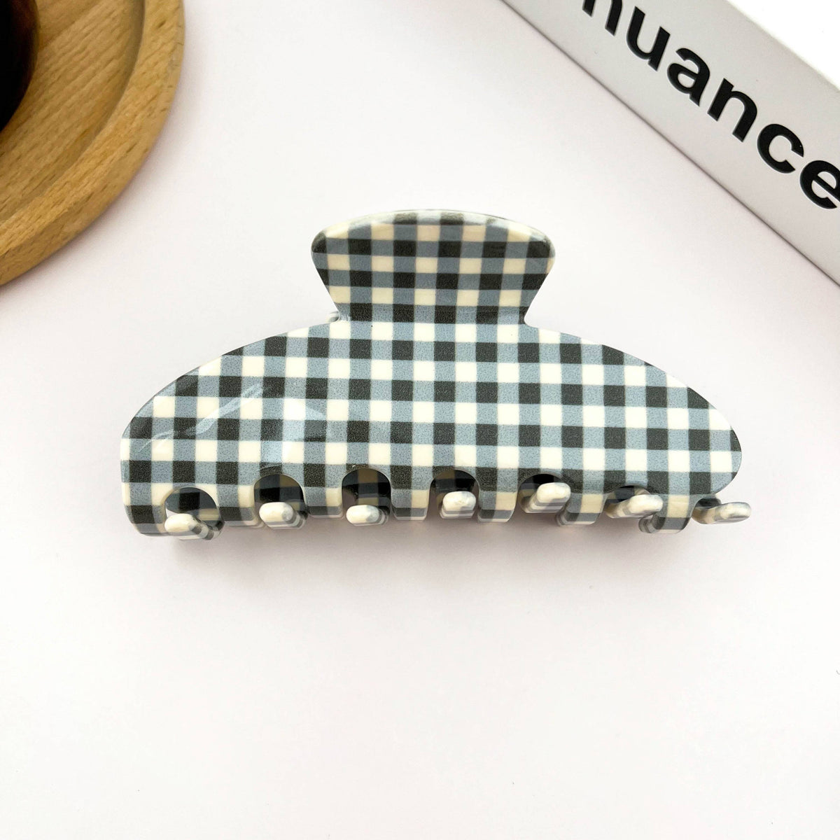 Minimalist Acetate Checkerboard Hair Claw Clip