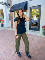 Olive Cropped Cargo Pants