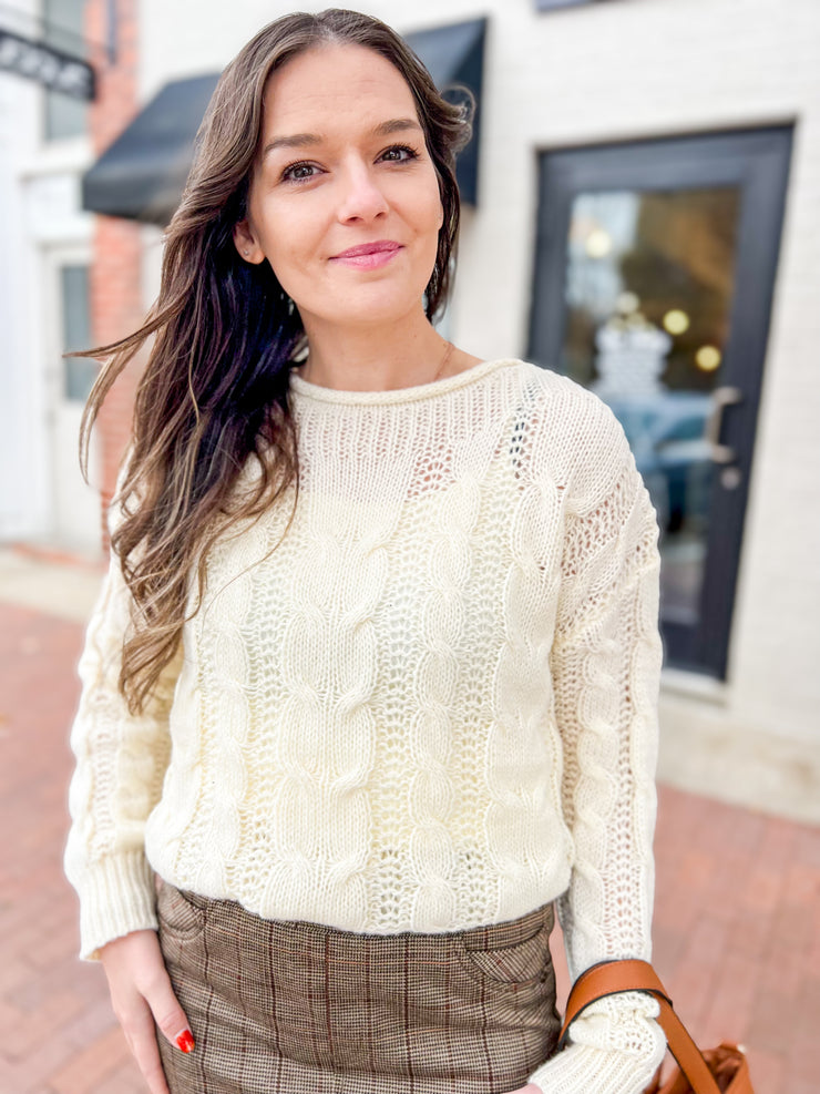 Cream Cable Knit Chunky Sweater
