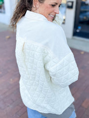 Cream Quilted Contrast Shacket