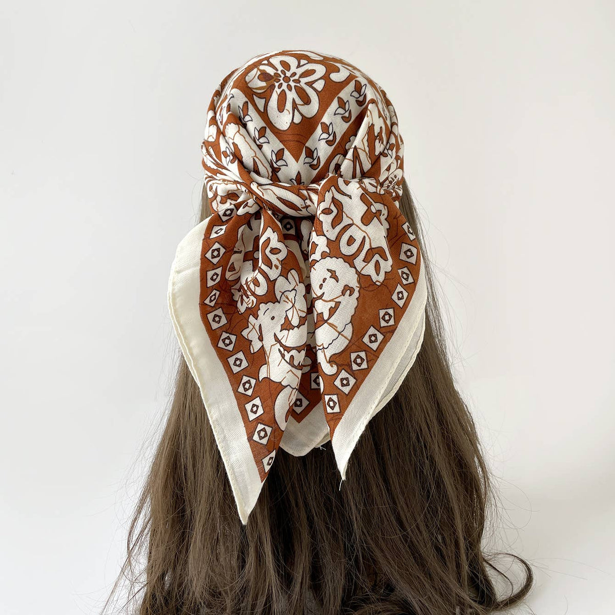 Vintage Floral Print Bandana Head Scarf