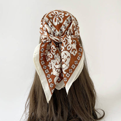 Vintage Floral Print Bandana Head Scarf