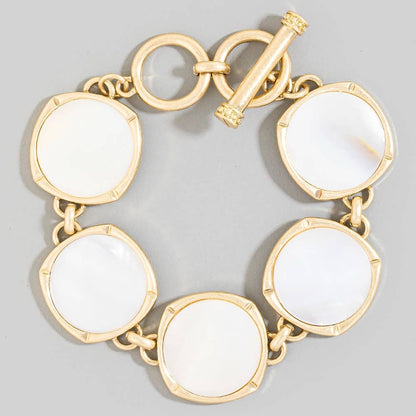 Pearl Disc Toggle Chain Bracelet