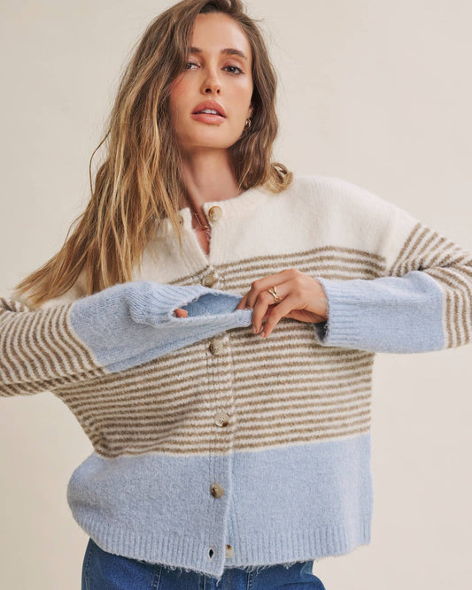 Chi Striped Colorblock Cardigan