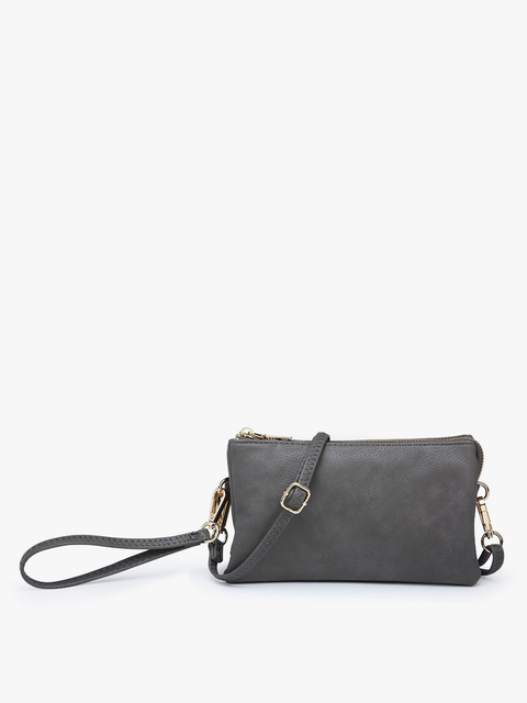 Charcoal Tri-Zip Crossbody/Wristlet