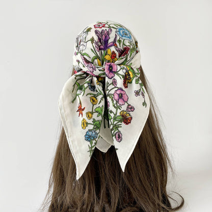 Vintage Floral Print Bandana Head Scarf