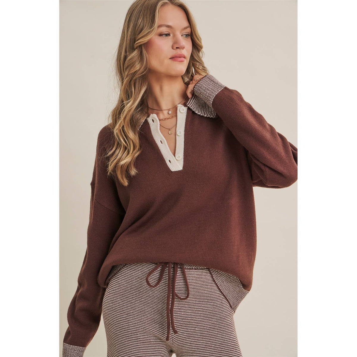 Cozy Cabin Pinstripe Henley