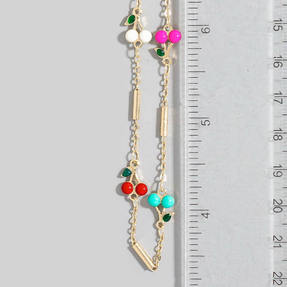Colorful Cherry Fruit Station Necklace