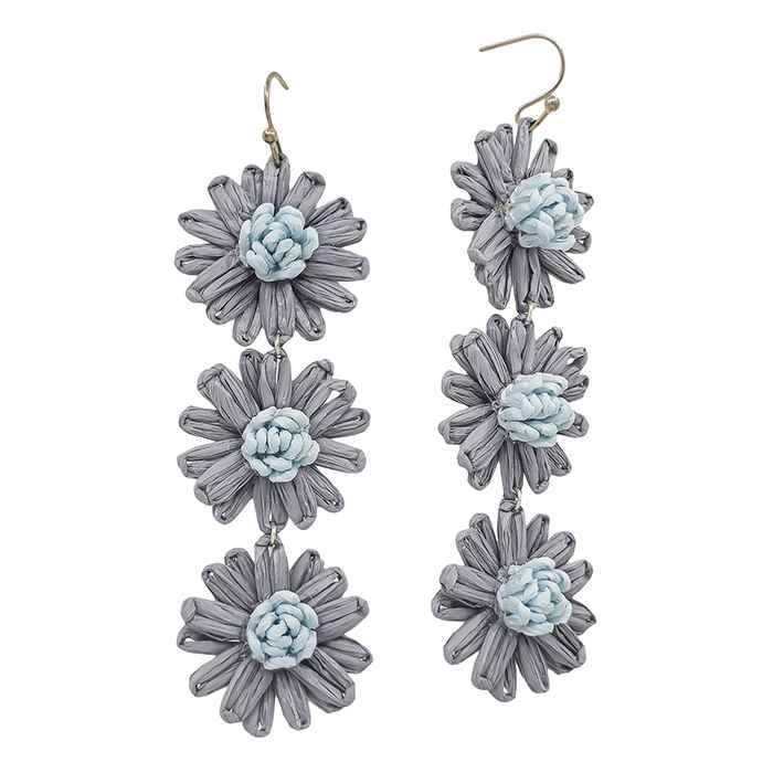 Grey Paper Flower Drop Earrings