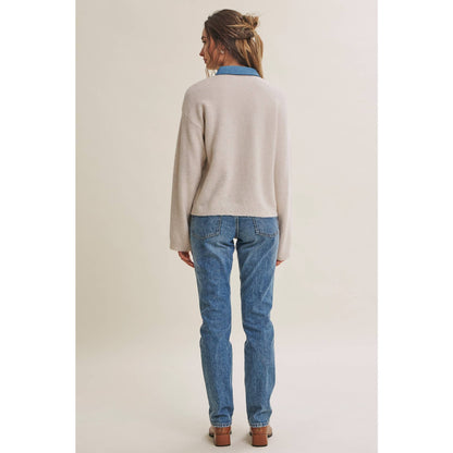 Mixed Media Denim Sweater