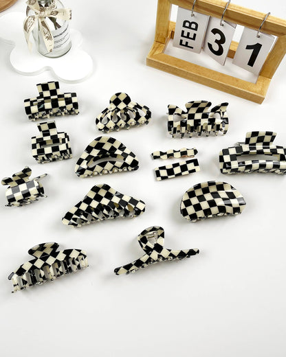 Black and White Check Hair Clip
