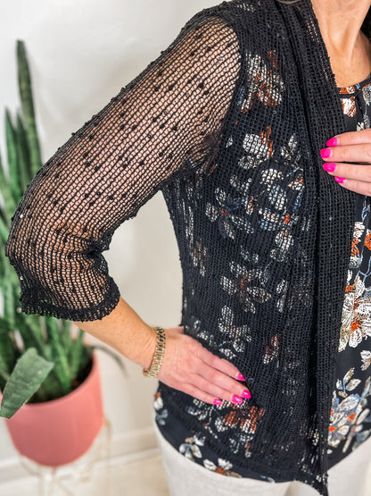 Black Open Mesh Sequin Cover Up