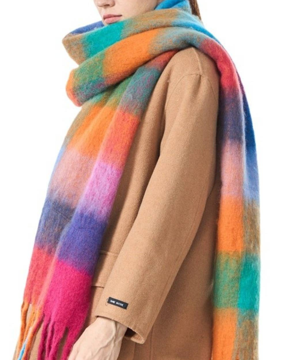 Bright & Colorful Color Block Plaid Scarf